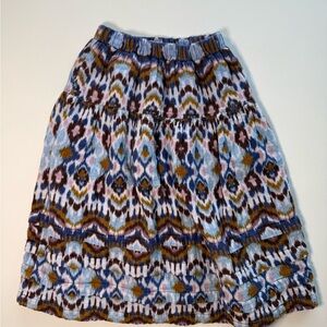 Zara Blue and Brown Pattern Smocked Maxi Skirt- Boho Aztec size 7 girls